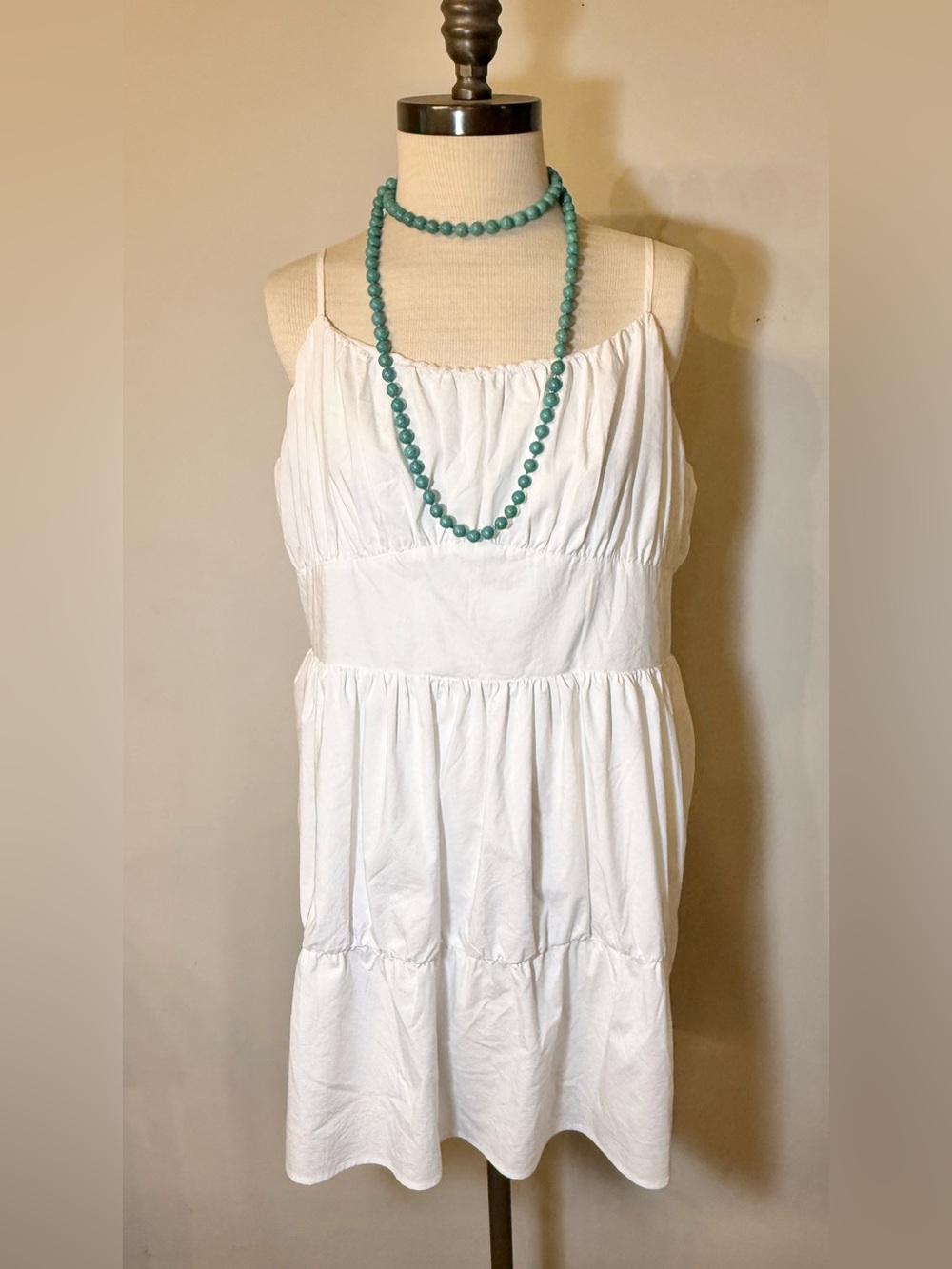 Express Dresses | Ruched Tiered Poplin Mini Dress | Color: White | Size: Xl